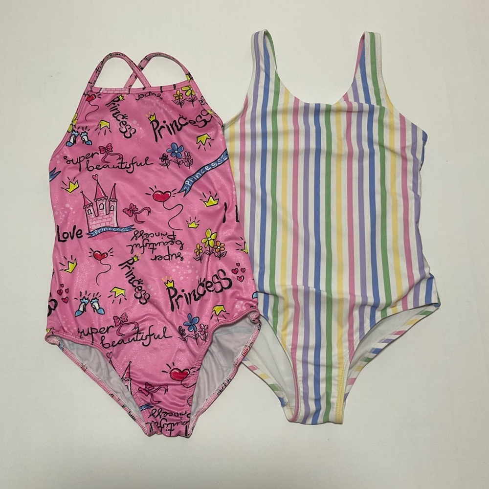 Lot Of Two, Girls One-piece Bathing Suits, Size L